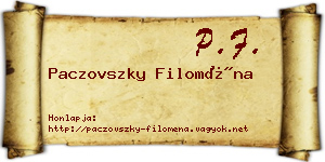 Paczovszky Filoména névjegykártya